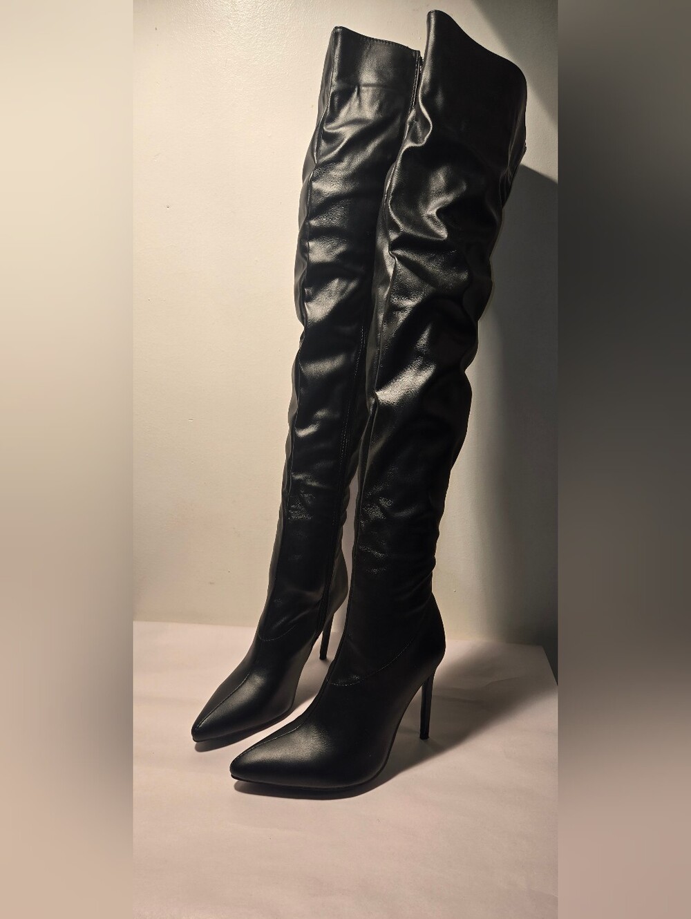Black Over-the-Knee Stiletto Boots - Women.